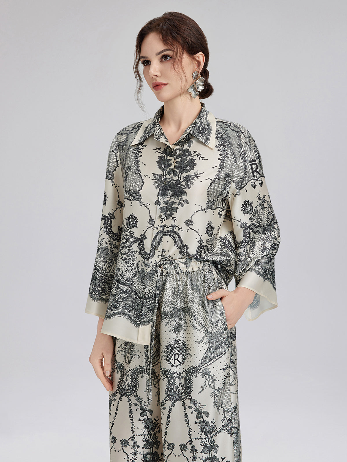 Final Sale | Black Eyelash Lace Turn-down Collar Shirt