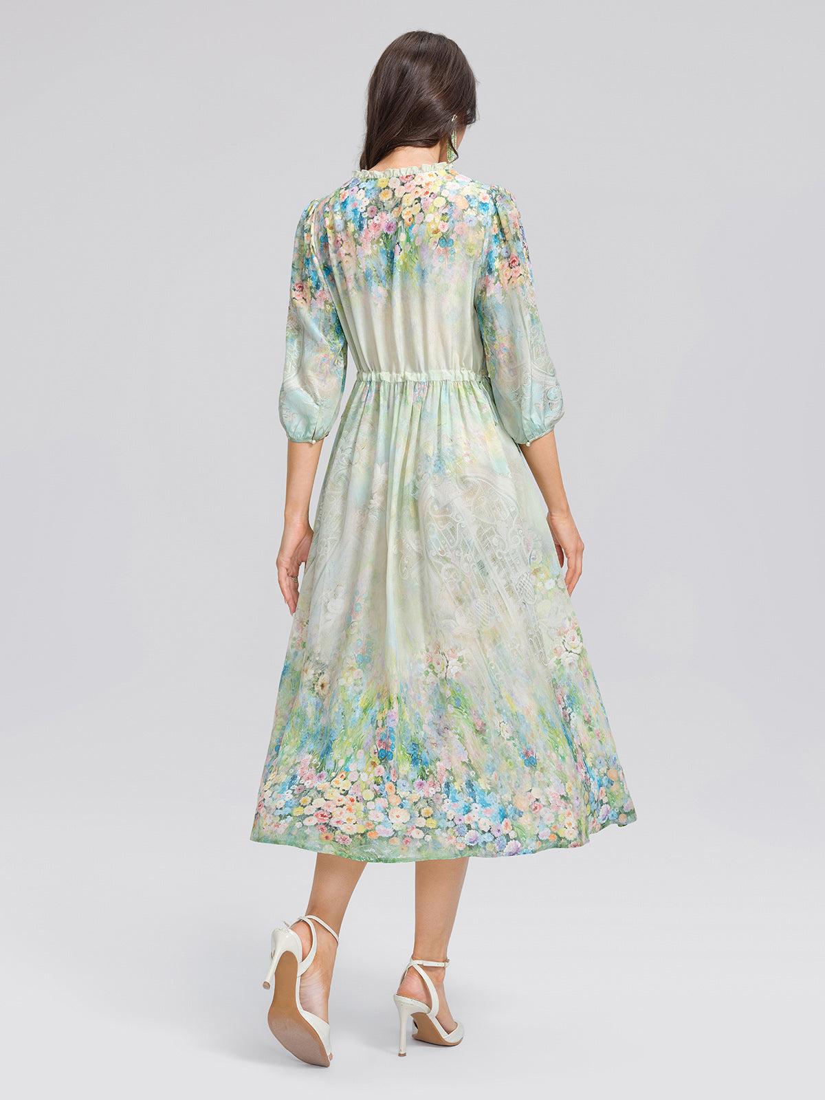100% Silk Monet Garden Print Dress – RICHRADIQS