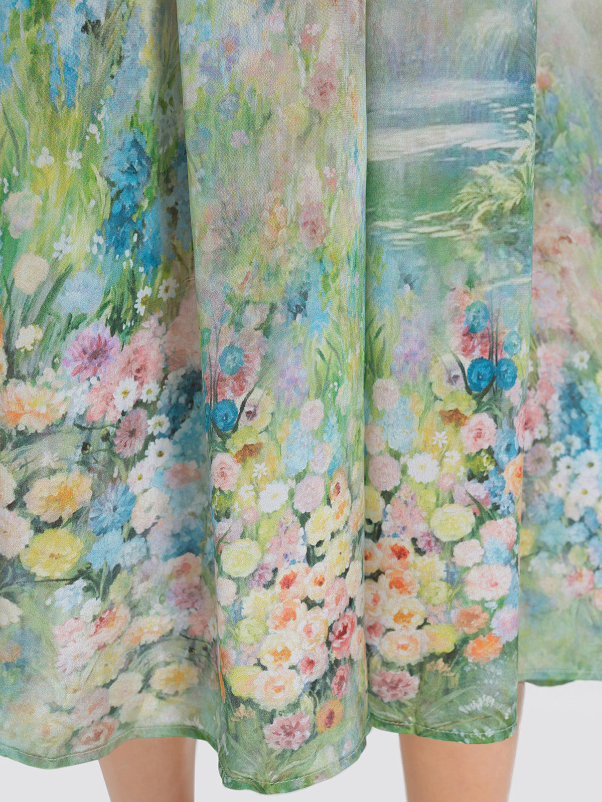 100% Silk Monet Garden Print Dress