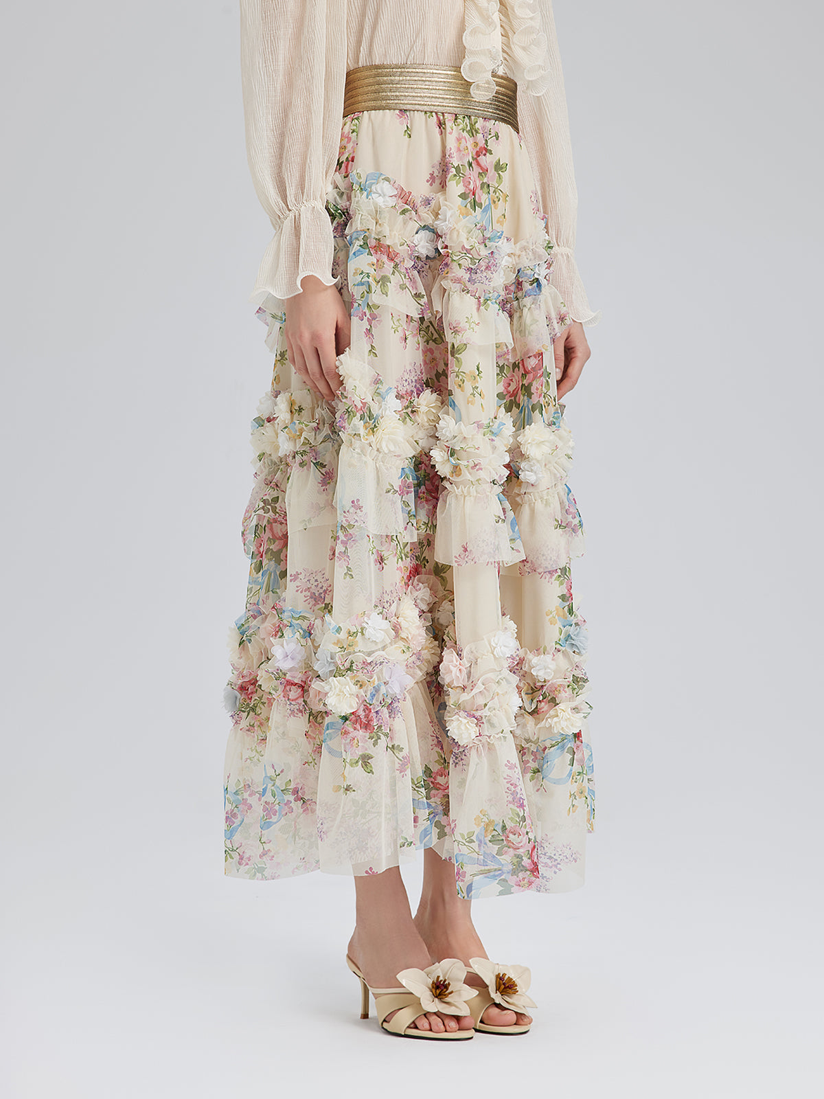 Final Sale | Handcrafted Floral French-Inspired Tulle Skirt