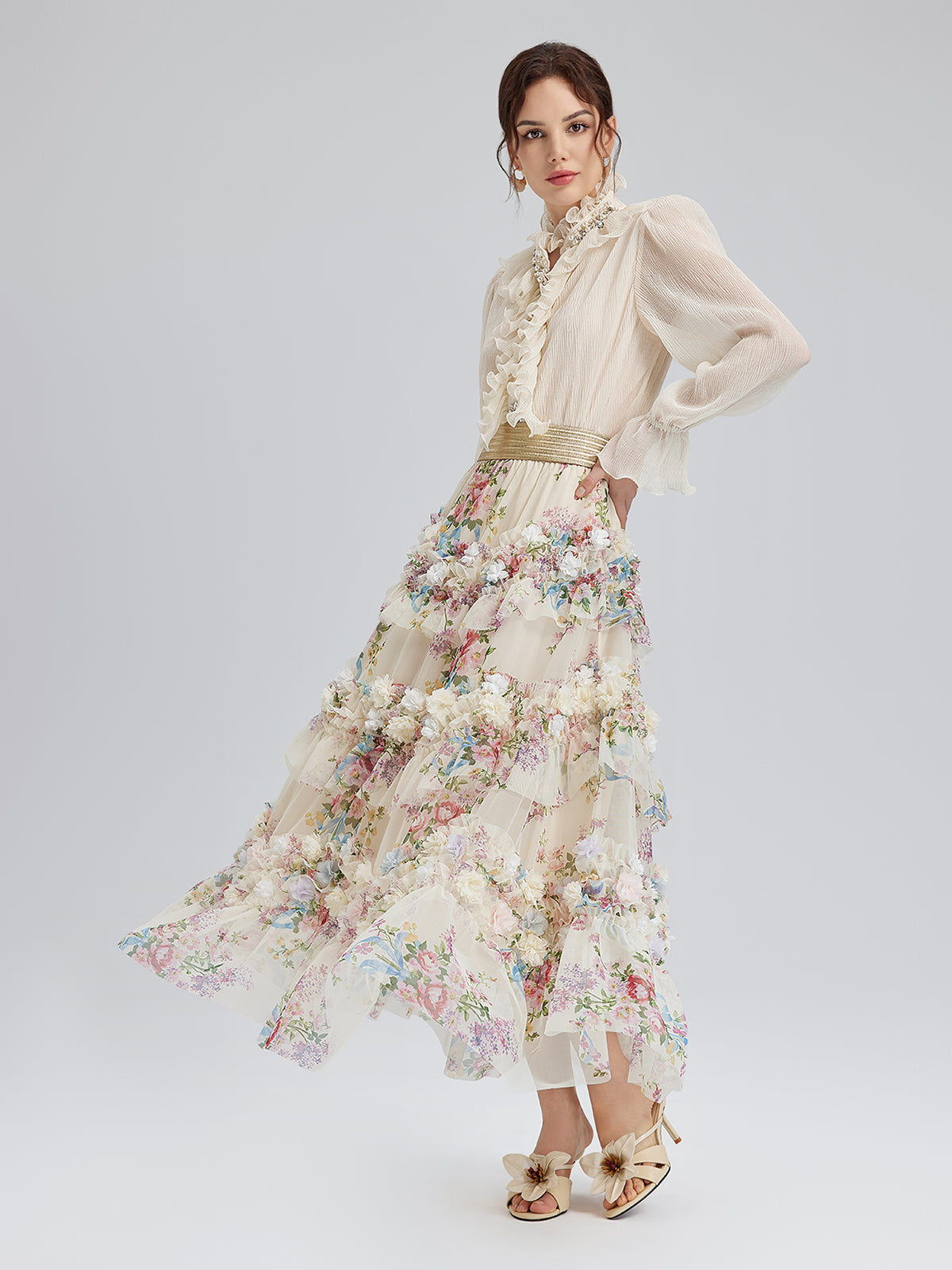 Handcrafted Floral French-Inspired Tulle Skirt