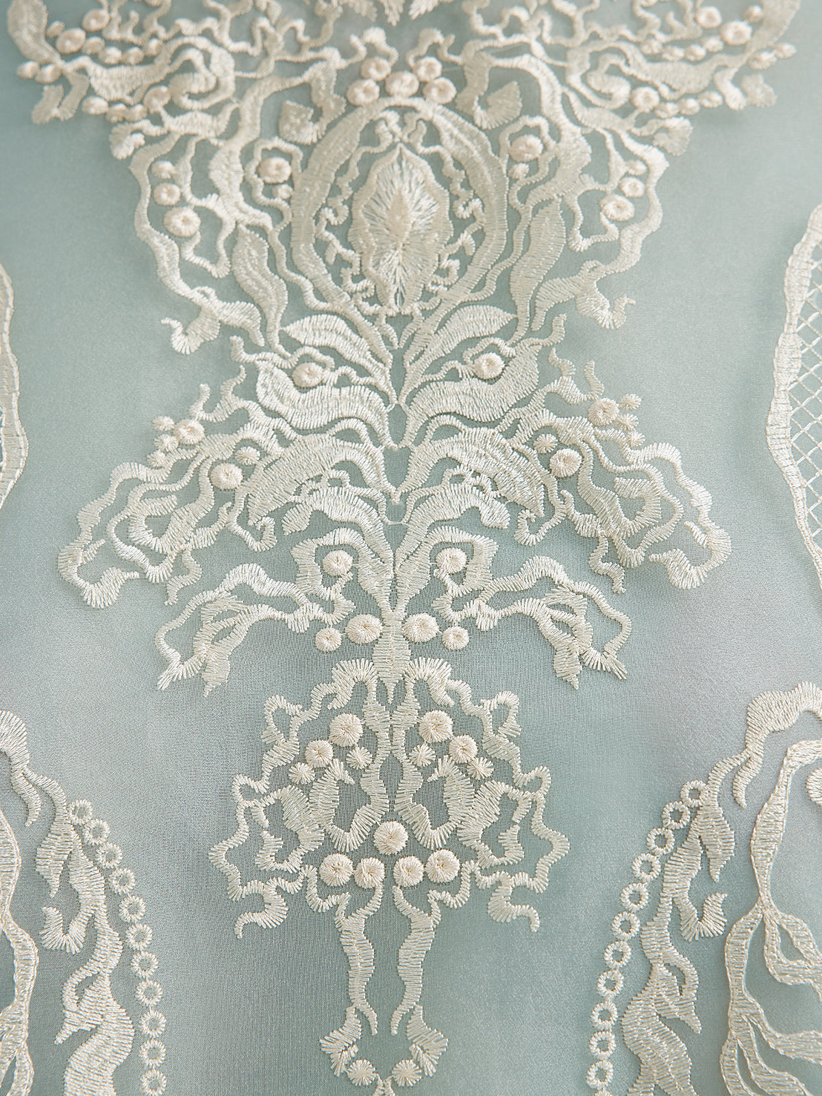 Organza Embroidered Mint Vest