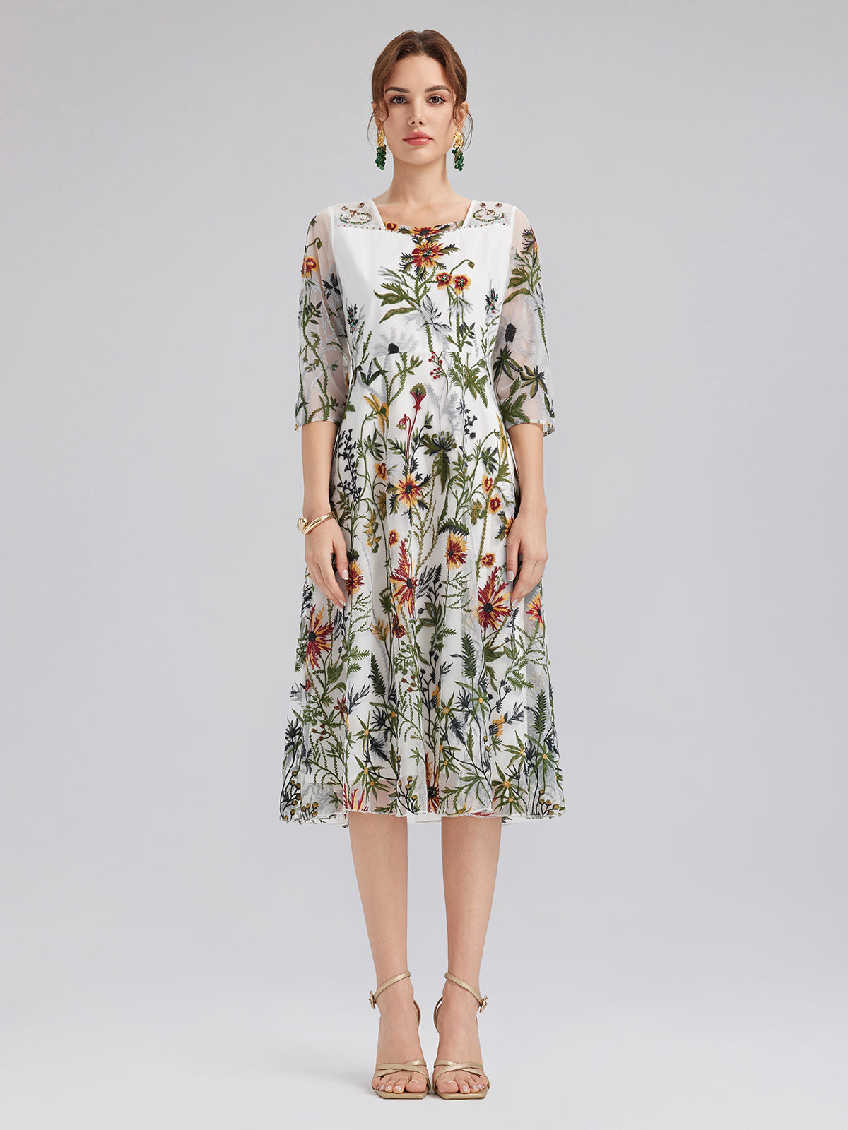 Hand-Beaded Floral Embroidered Dress