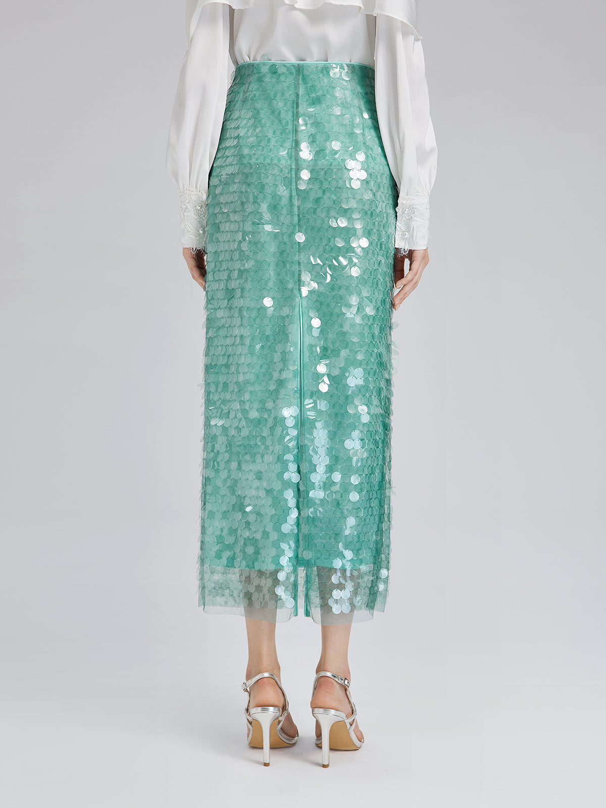 Elastic Sequin Mermaid Mint Skirt