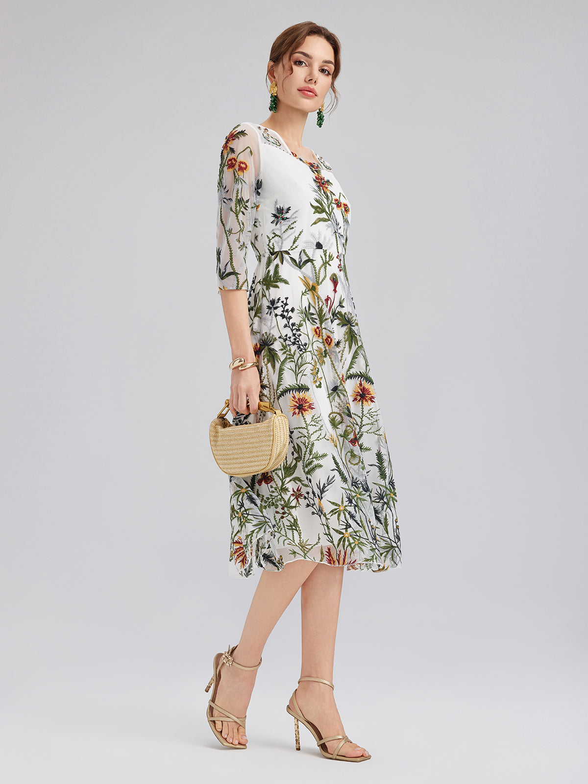 Hand-Beaded Floral Embroidered Dress