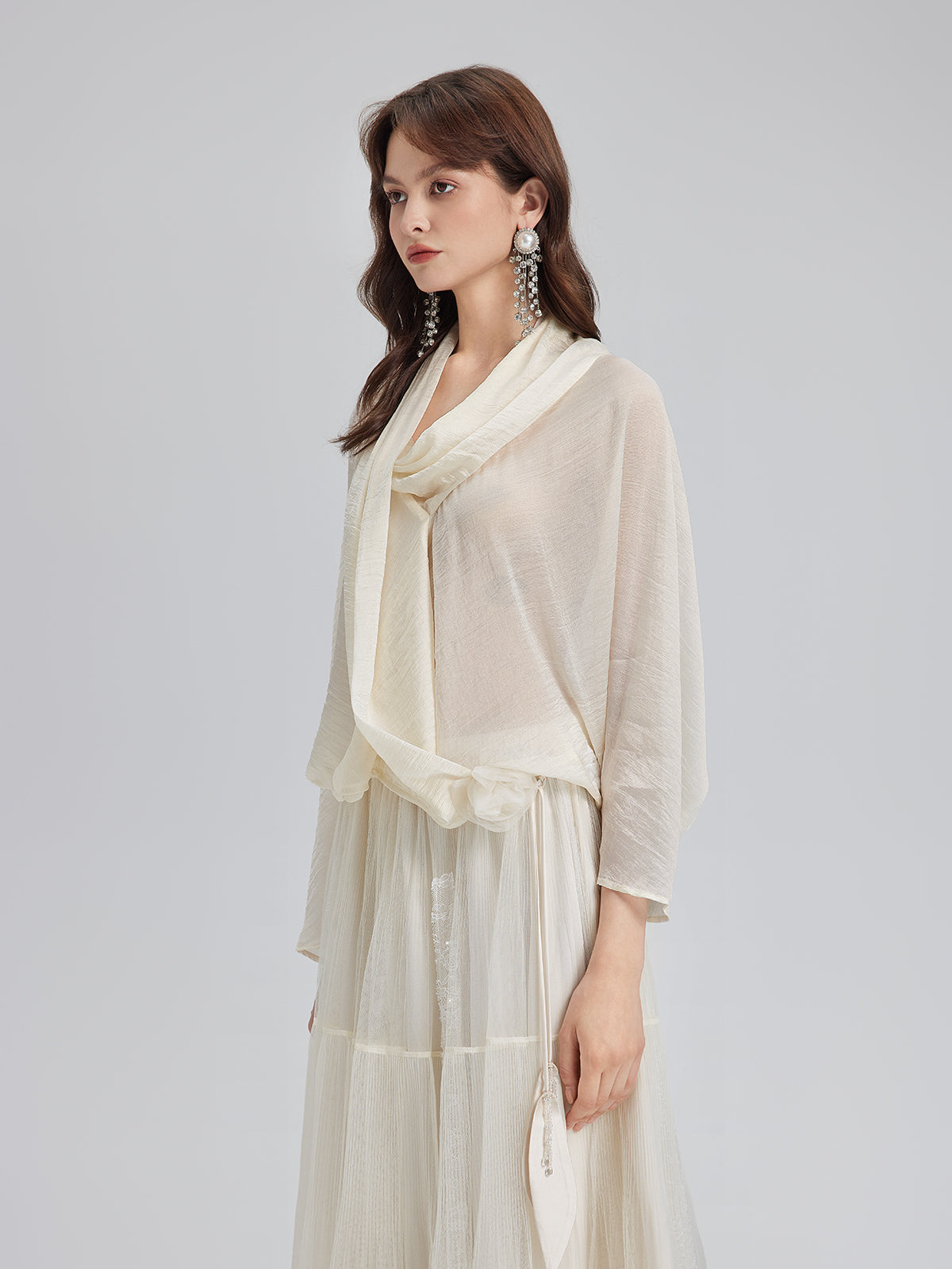Final Sale | Asymmetric Cowl Neck Acetate Top