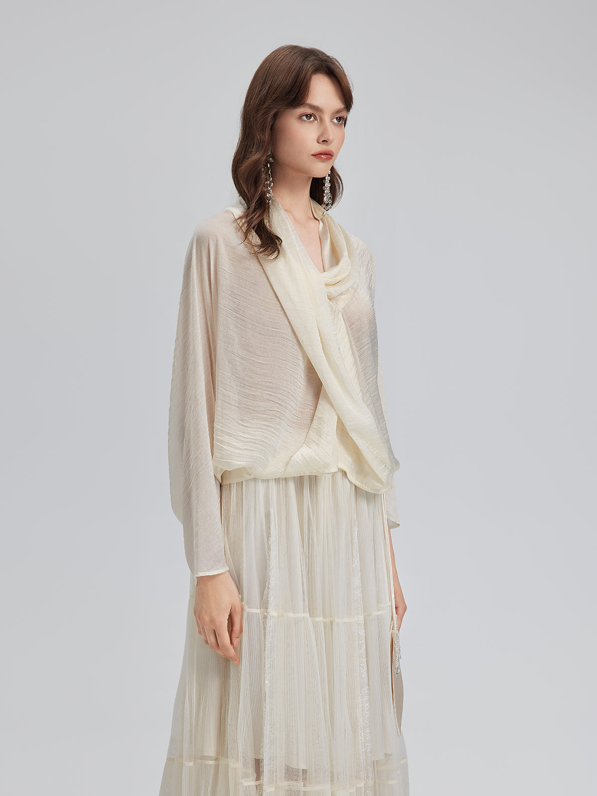 Final Sale | Asymmetric Cowl Neck Acetate Top