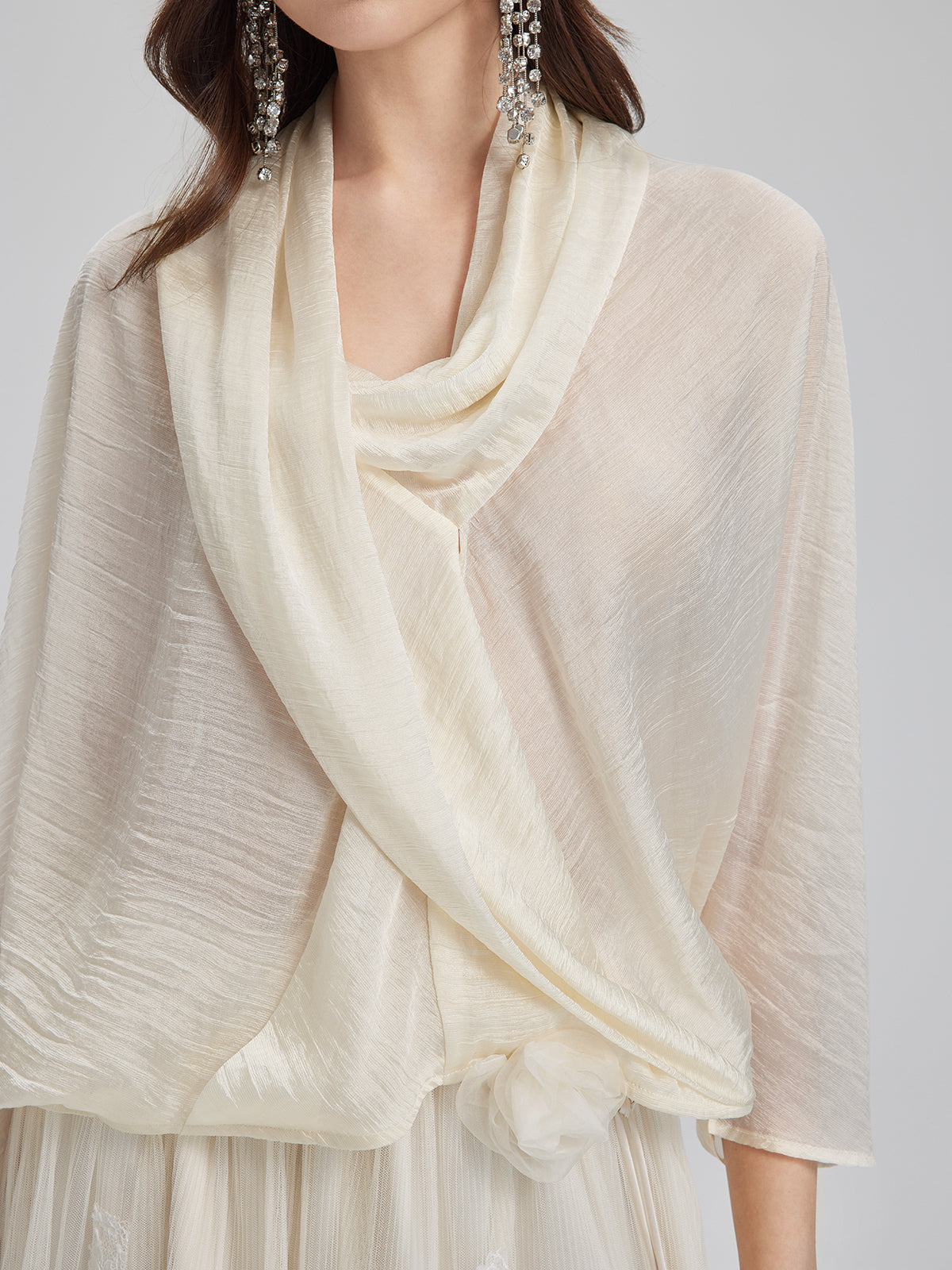 Final Sale | Asymmetric Cowl Neck Acetate Top