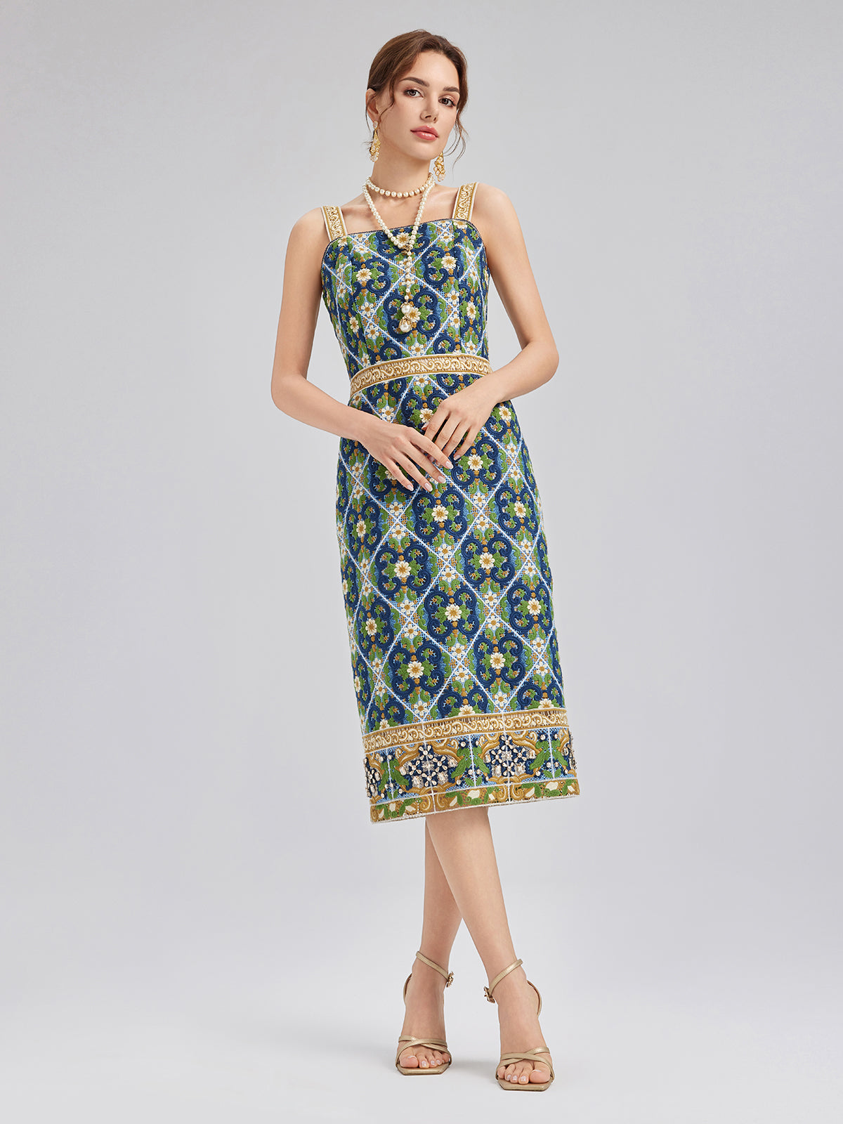 Crystal-Trim Guipure Lace Slip Dress