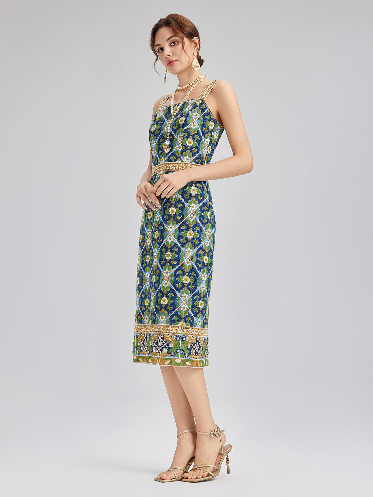 Crystal-Trim Guipure Lace Slip Dress