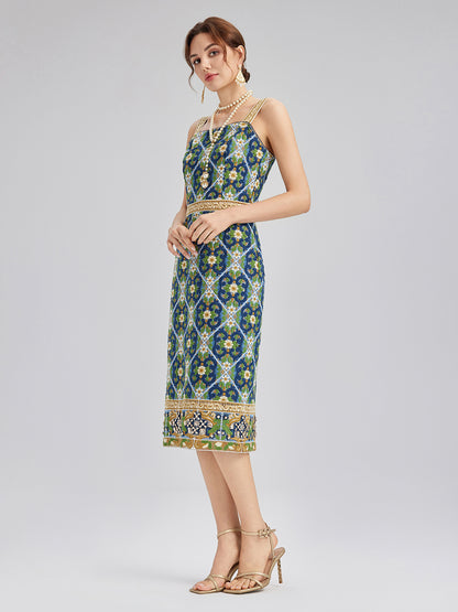 Crystal-Trim Guipure Lace Slip Dress