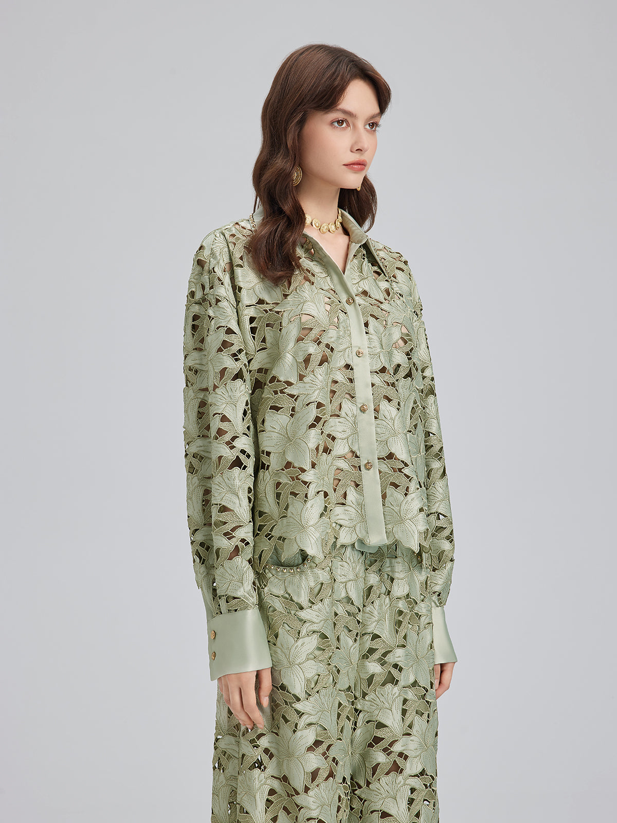 Studded Floral Cutwork Embroidery Set