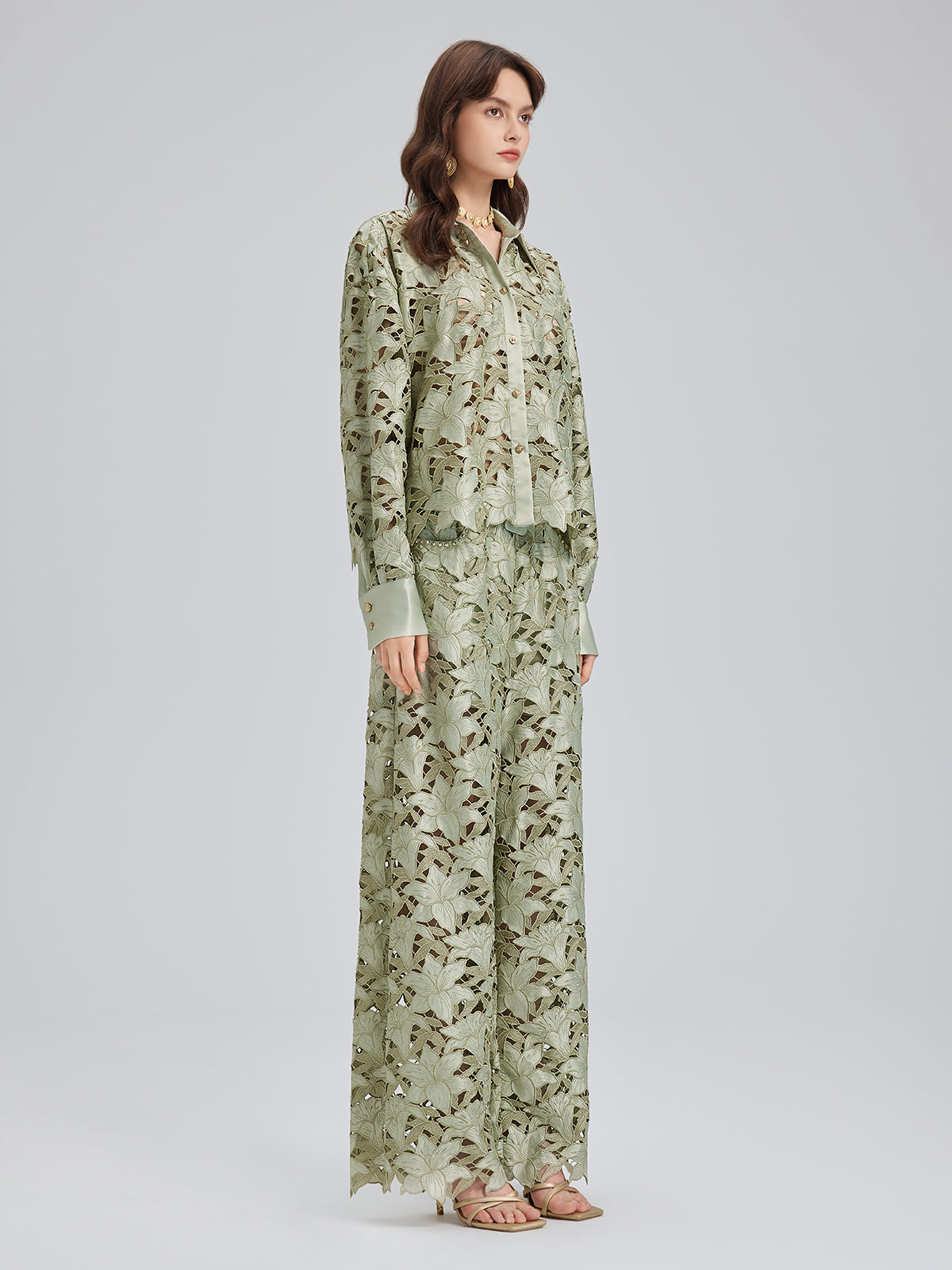 Studded Floral Cutwork Embroidery Set