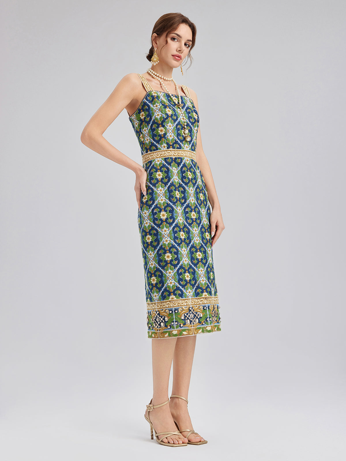 Crystal-Trim Guipure Lace Slip Dress