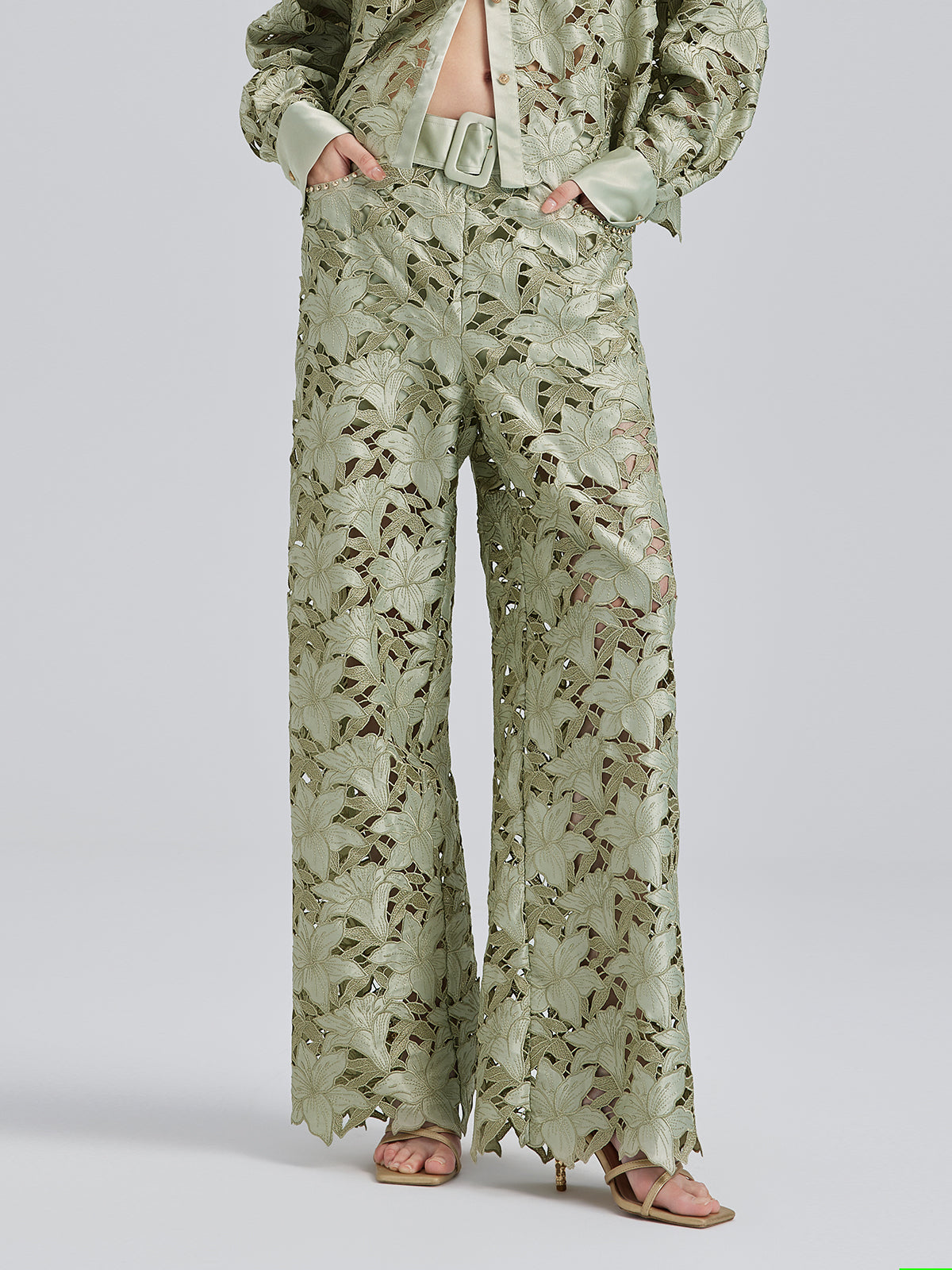 Studded Floral Cutwork Embroidery Set