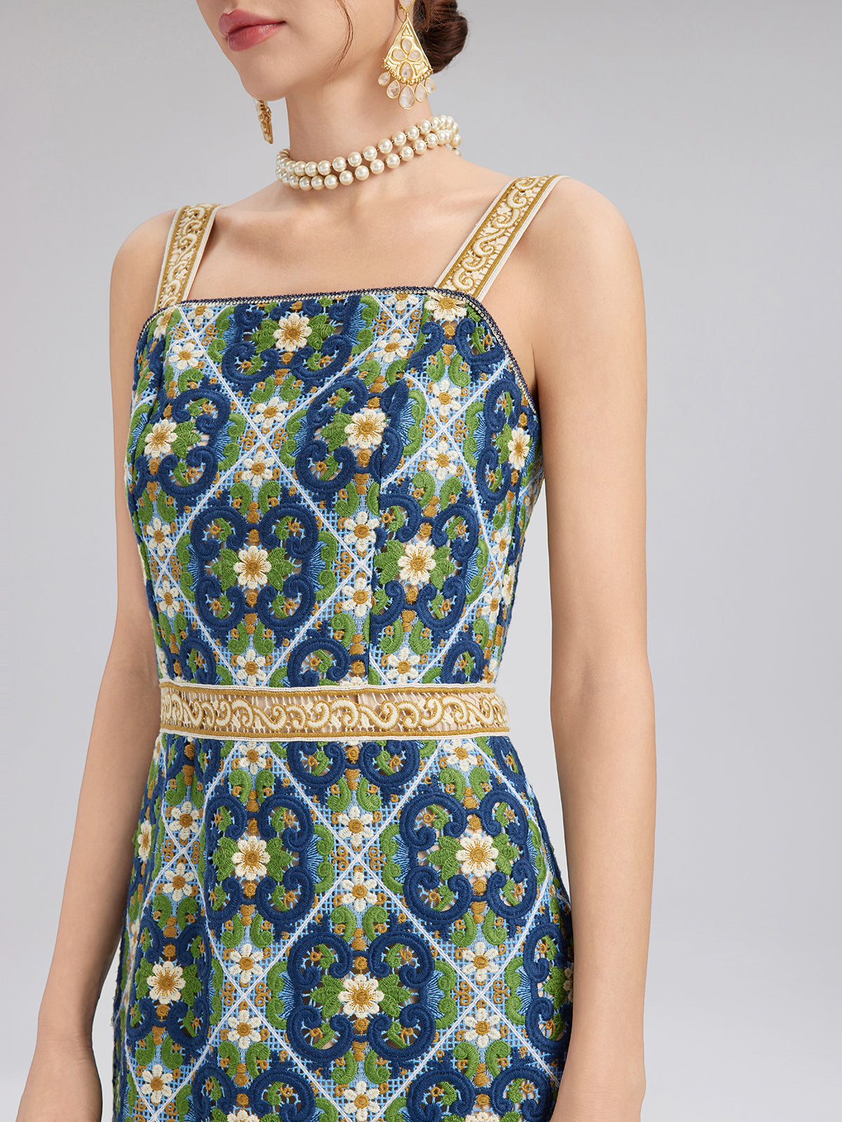 Crystal-Trim Guipure Lace Slip Dress