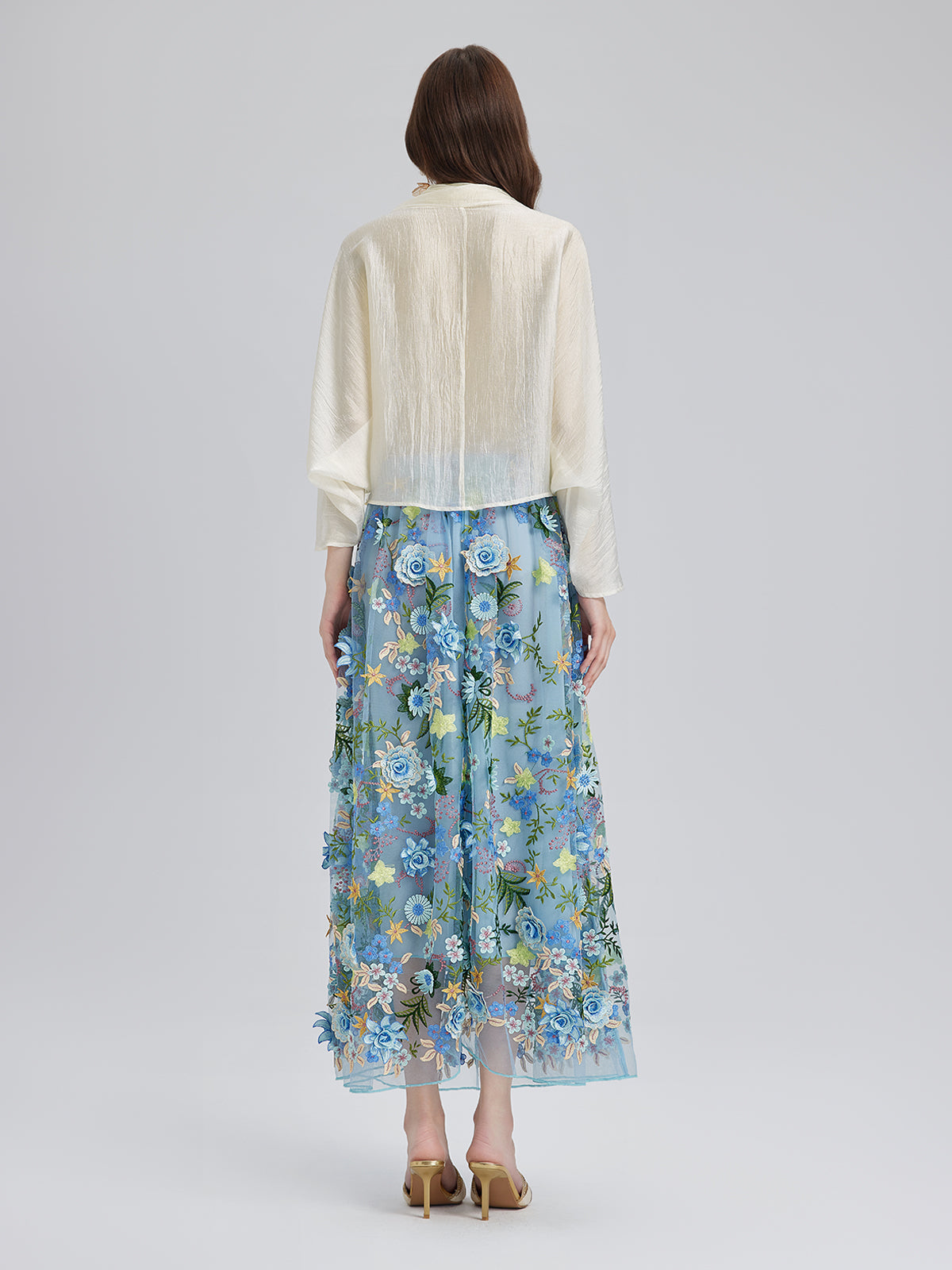 Final Sale | 3D Floral Embellished Elastic Skirt
