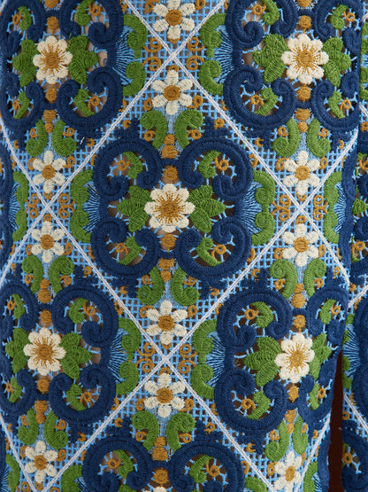 Crystal-Trim Guipure Lace Slip Dress