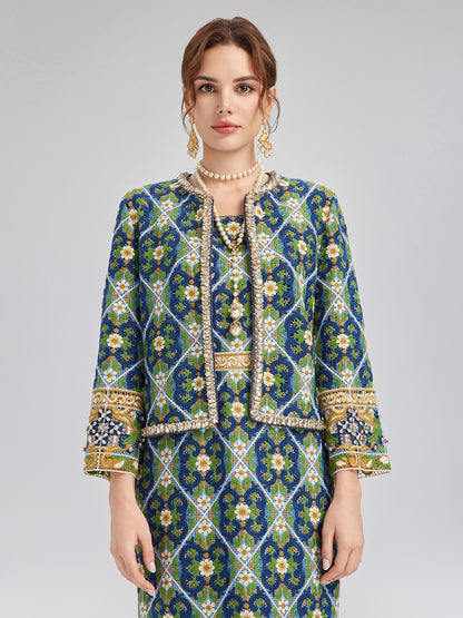 Crystal-Trim Guipure Lace Jacket