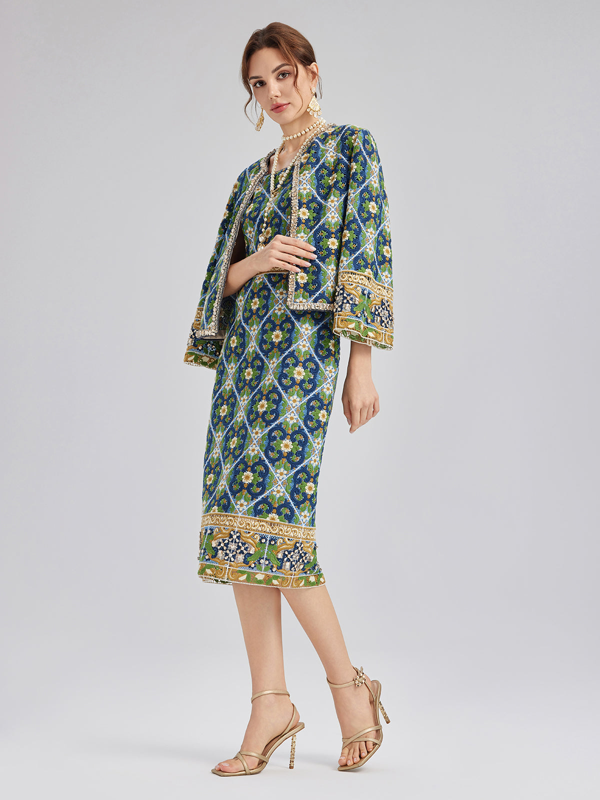 Crystal-Trim Guipure Lace Slip Dress