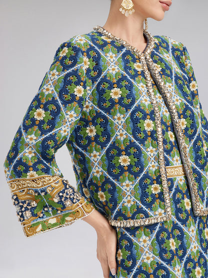 Crystal-Trim Guipure Lace Jacket