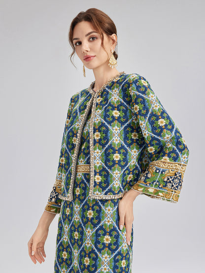 Crystal-Trim Guipure Lace Jacket