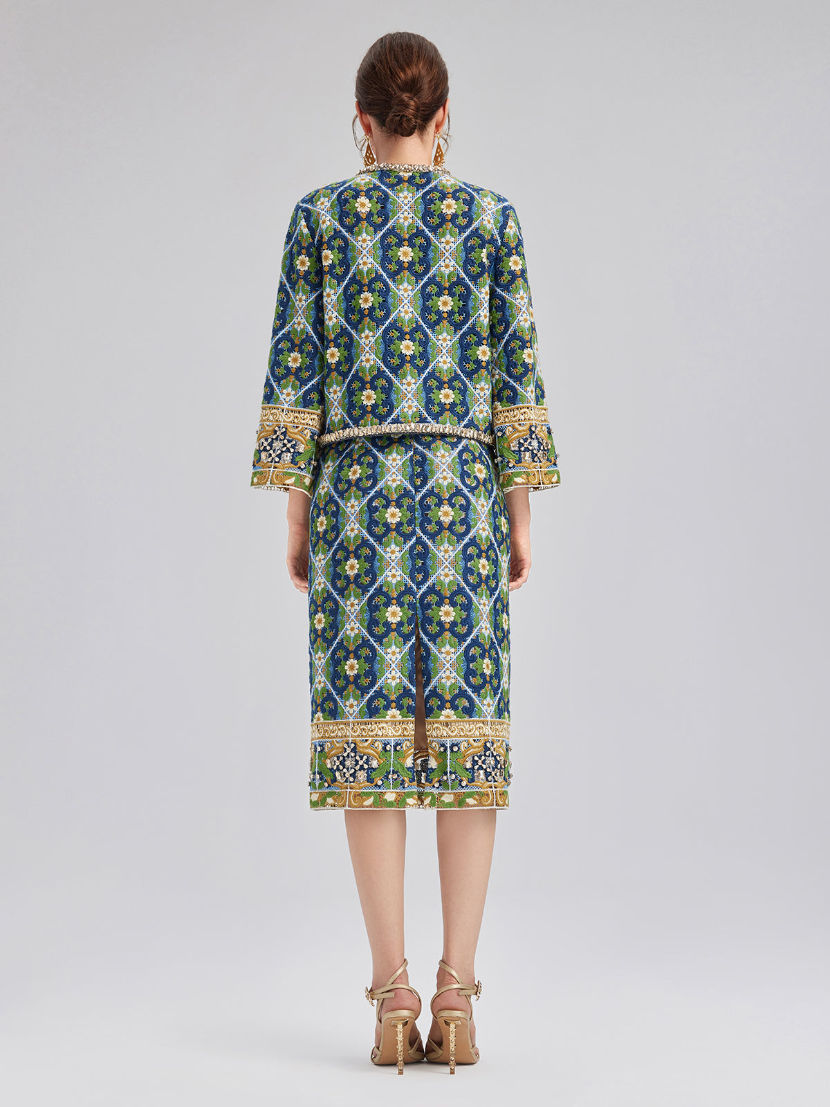 Crystal-Trim Guipure Lace Jacket