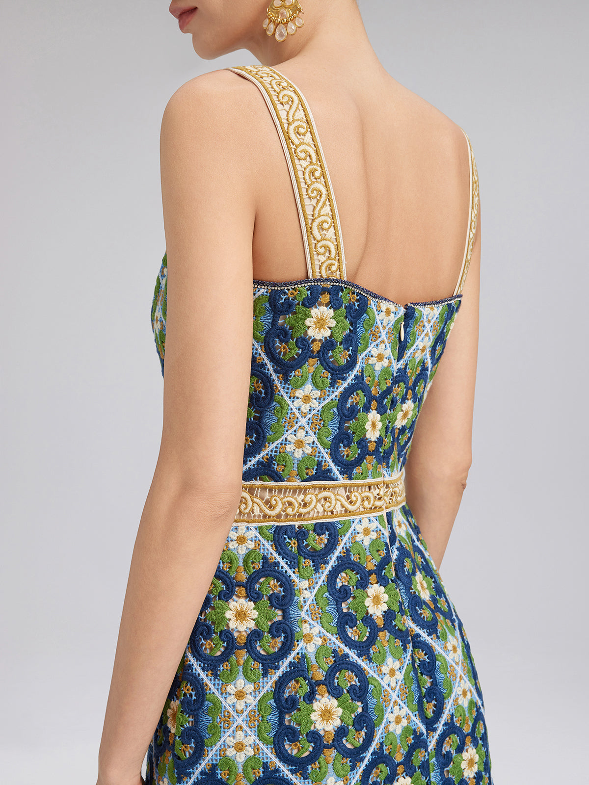 Crystal-Trim Guipure Lace Slip Dress