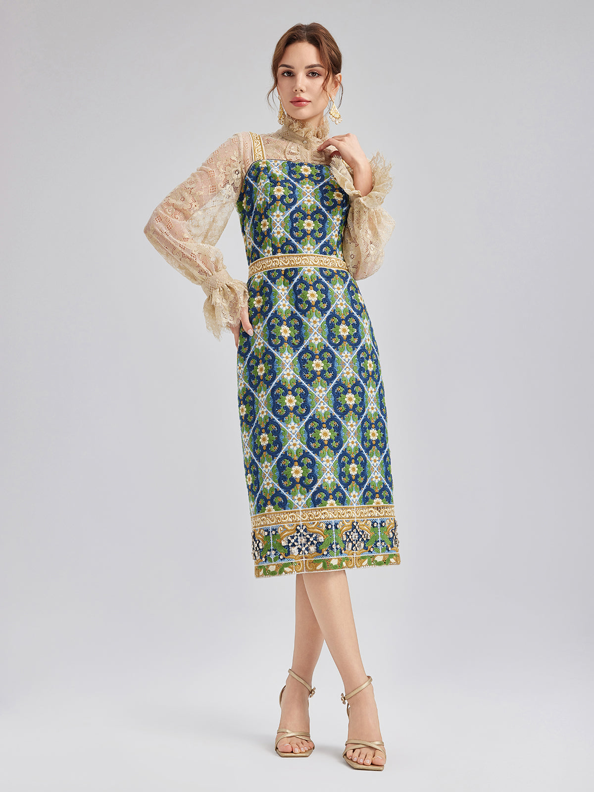 Crystal-Trim Guipure Lace Slip Dress