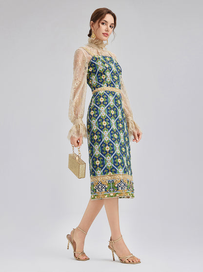 Crystal-Trim Guipure Lace Slip Dress