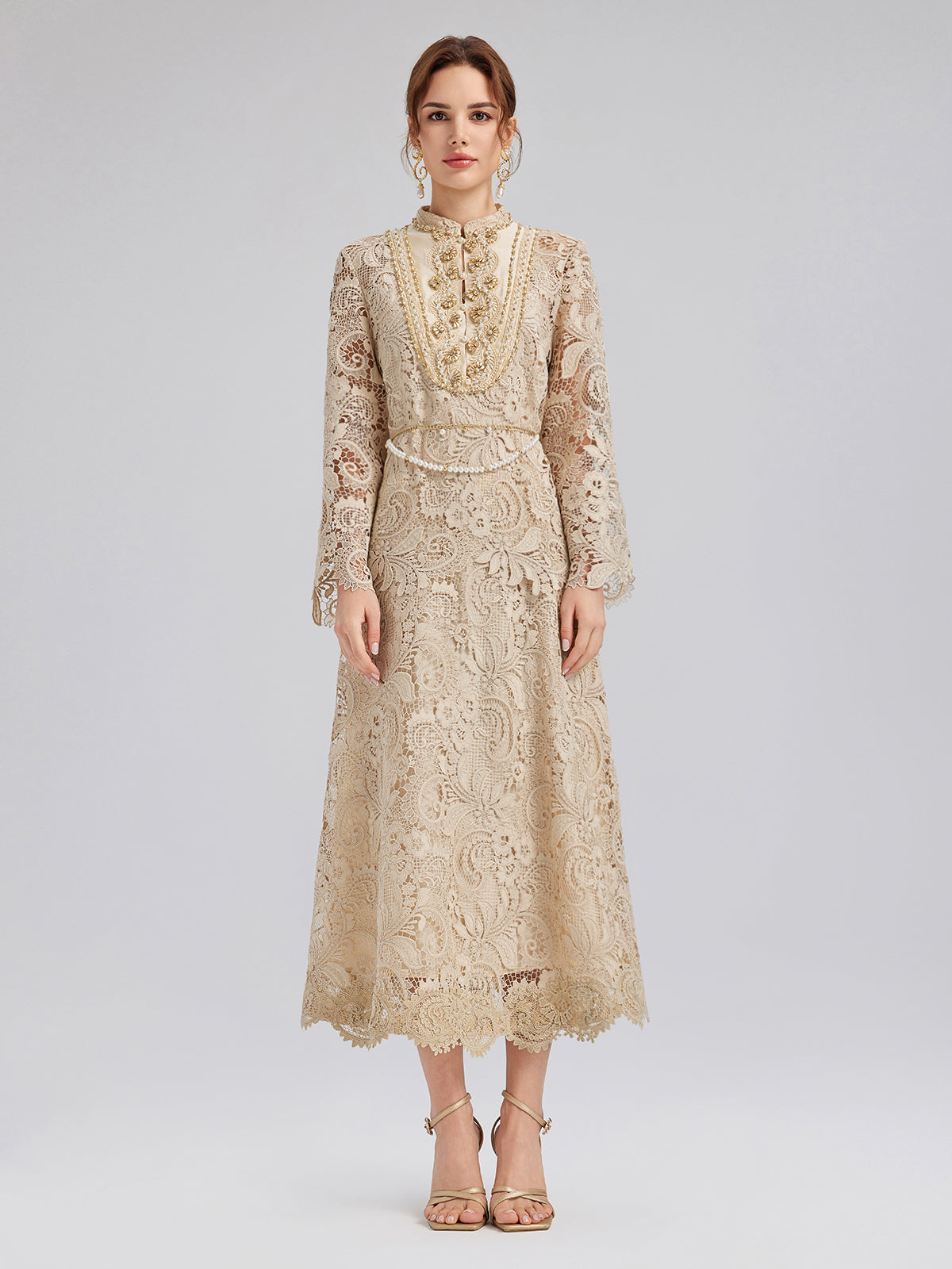 Guipure Lace Baroque Beaded Top