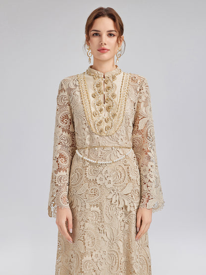 Guipure Lace Baroque Beaded Top