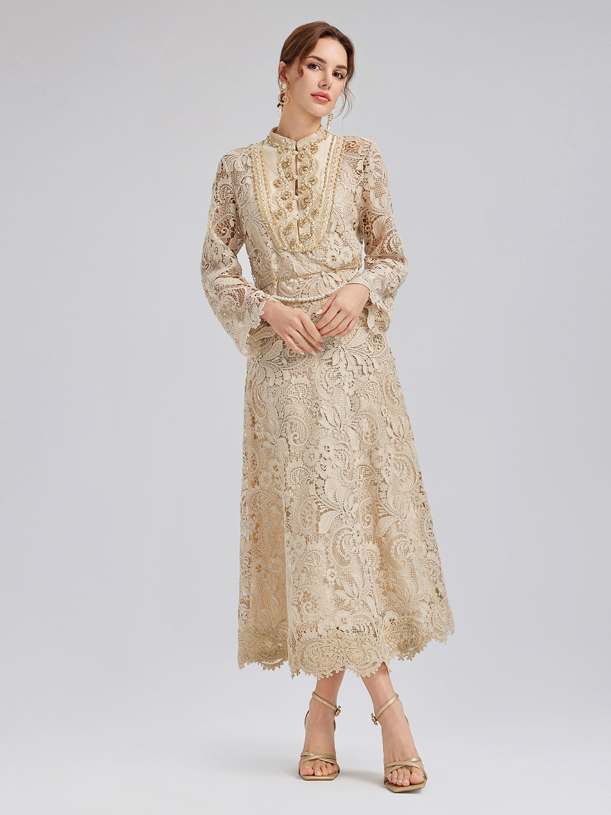 Guipure Lace Baroque Beaded Top