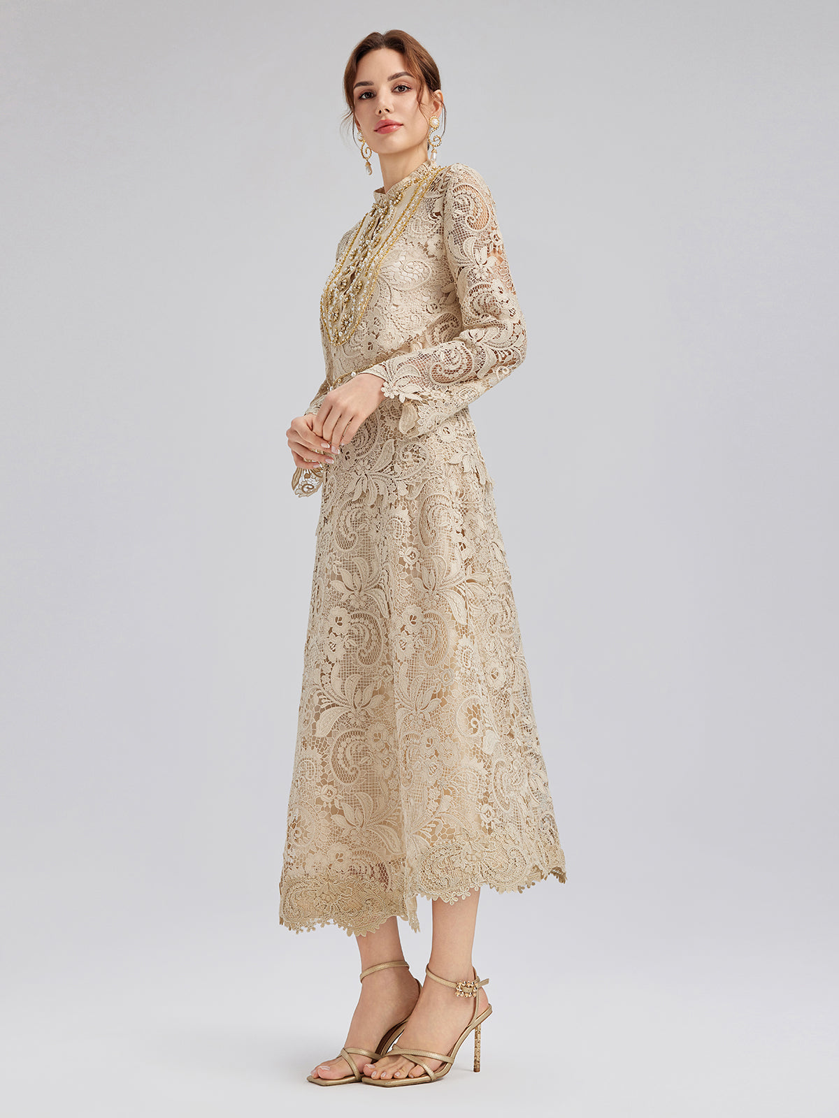 Guipure Lace Baroque Beaded Top