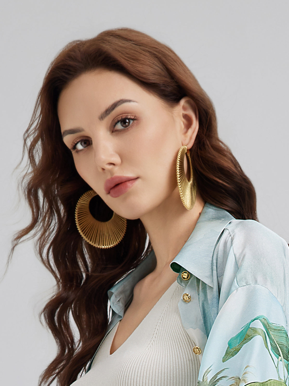 Sculpted Fan Statement Earrings