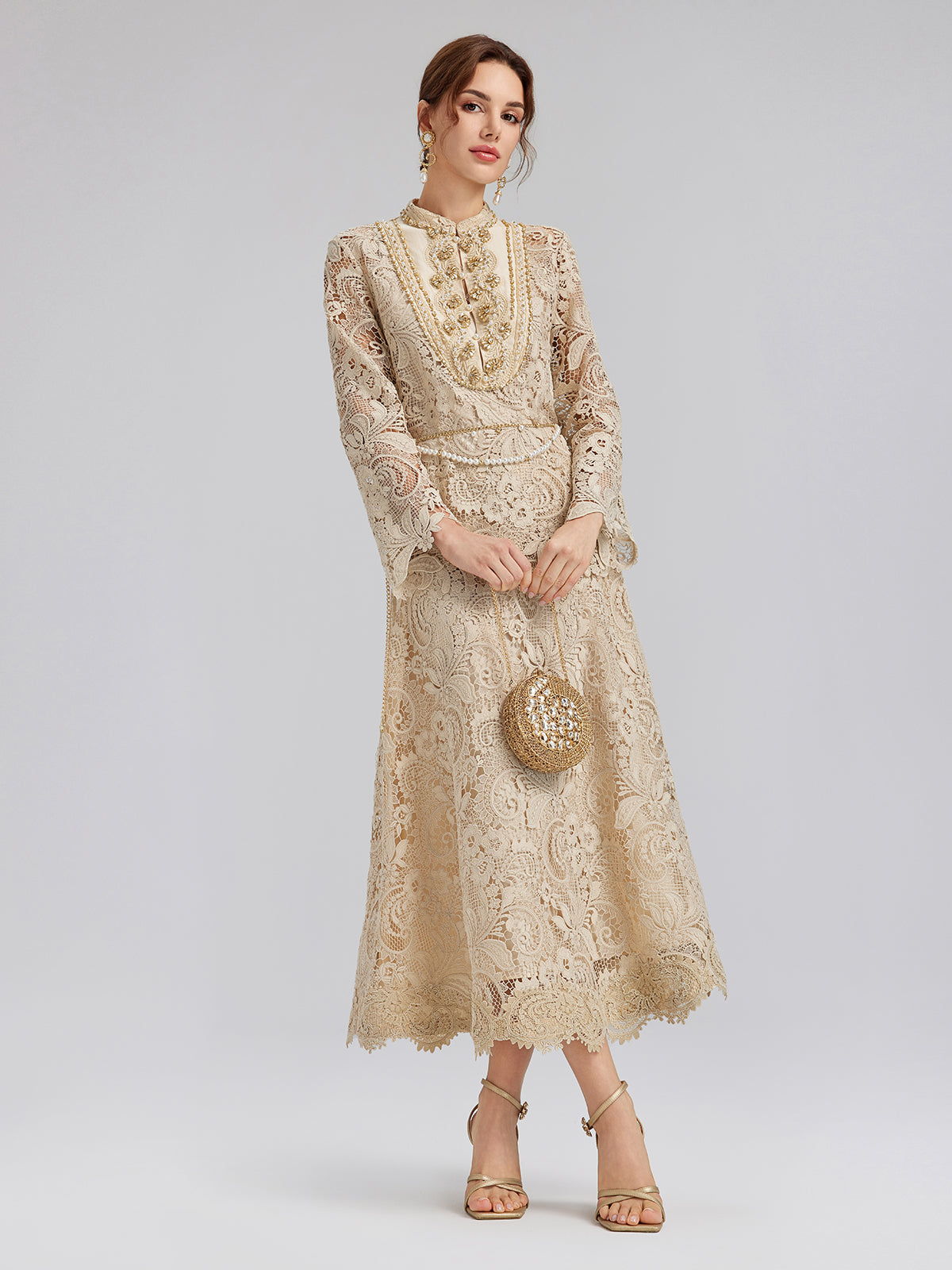 Guipure Lace Baroque Beaded Top