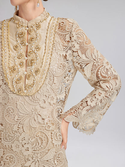 Guipure Lace Baroque Beaded Top