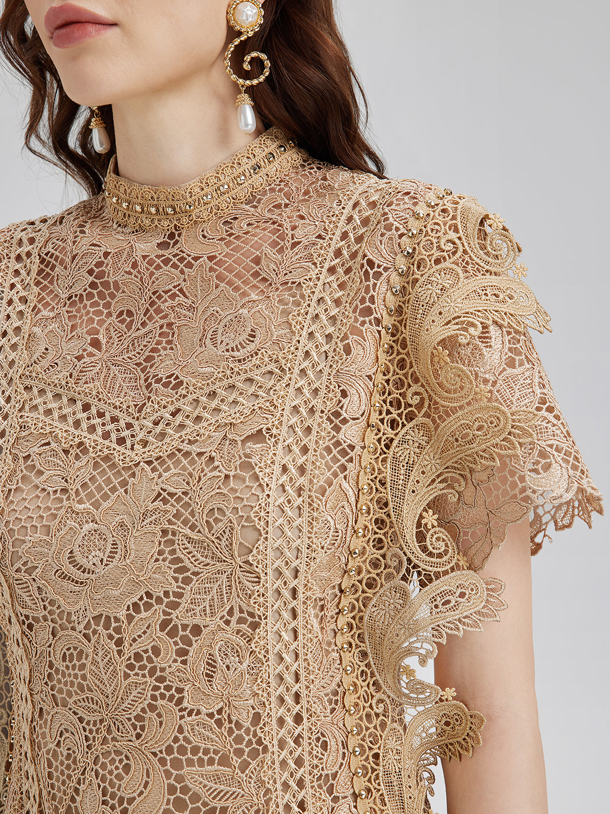 Final Sale | Handcrafted Corded Lace Baroque Dress