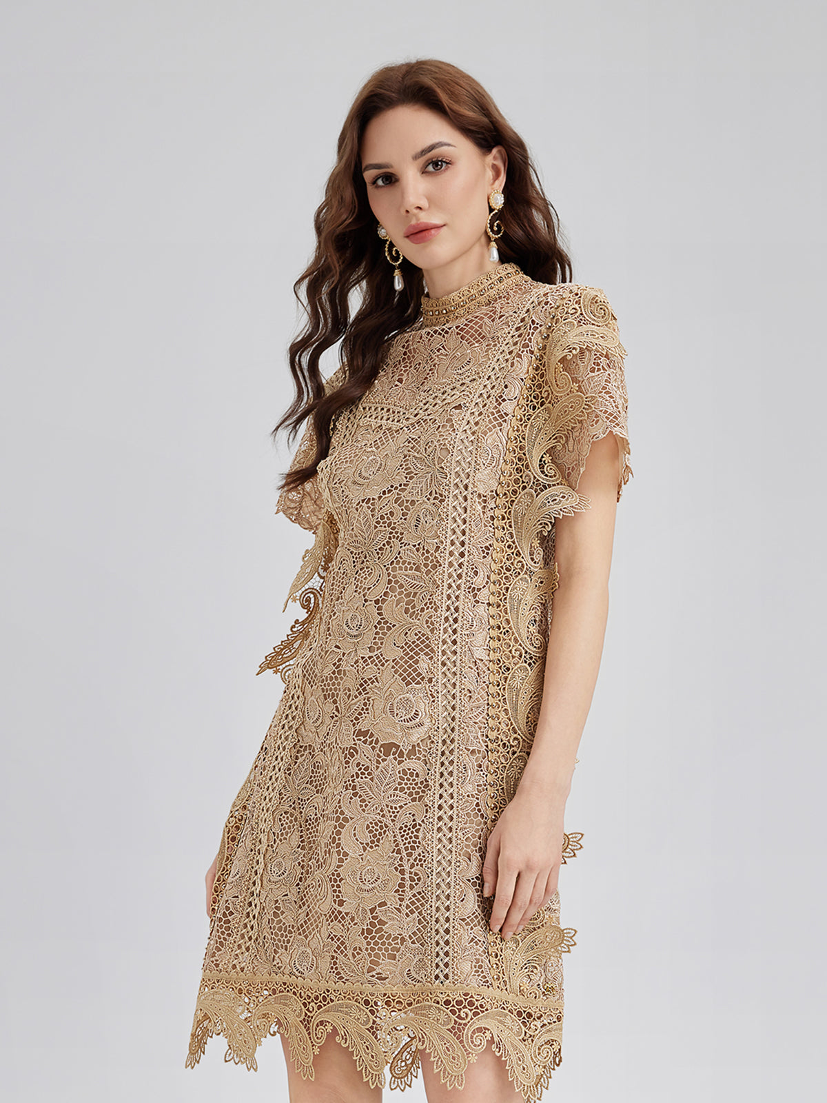 Final Sale | Handcrafted Corded Lace Baroque Dress