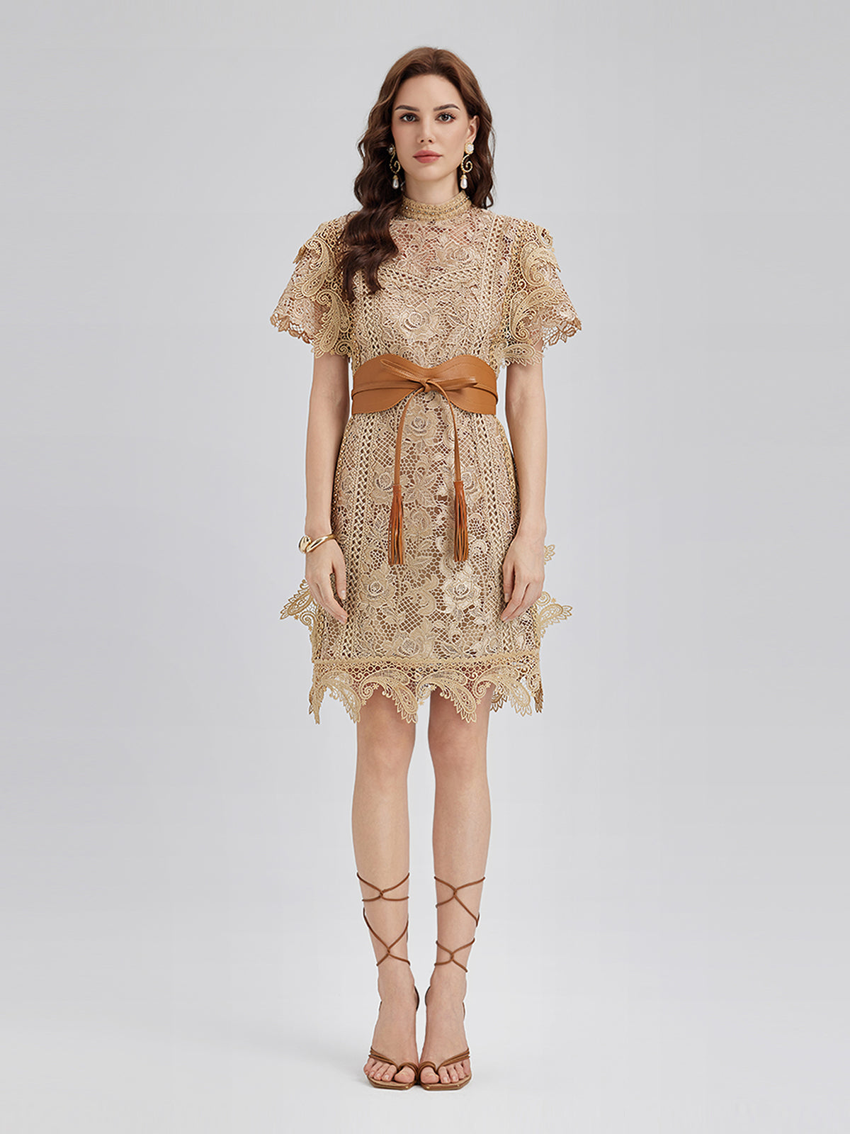 Final Sale | Handcrafted Corded Lace Baroque Dress