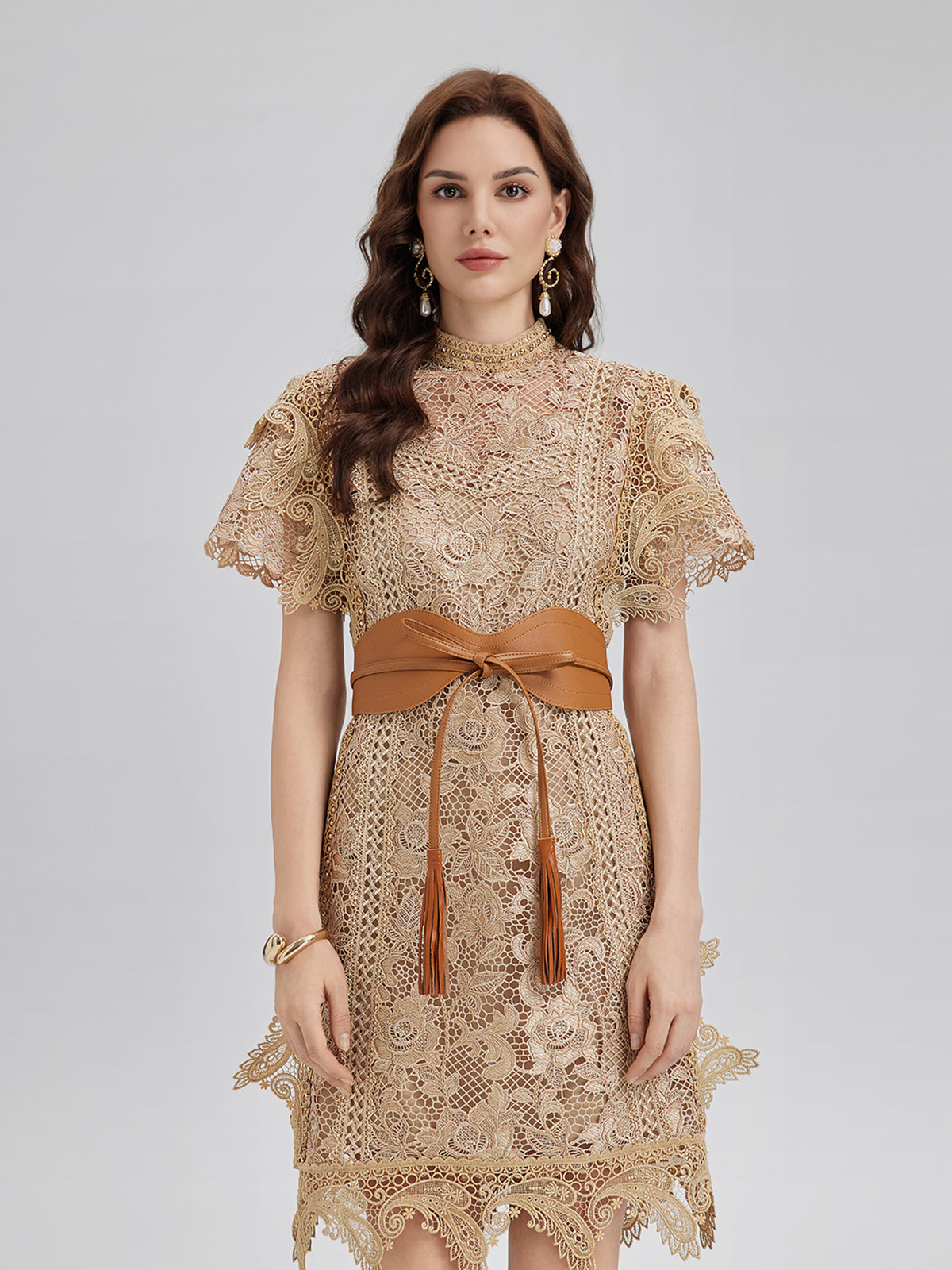 Final Sale | Handcrafted Corded Lace Baroque Dress