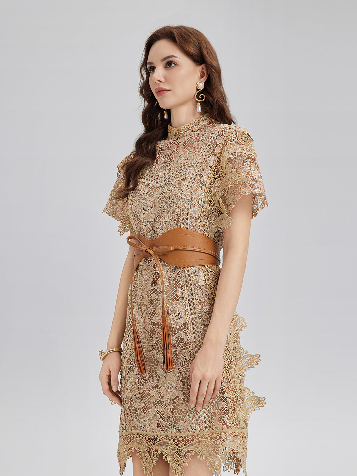 Final Sale | Handcrafted Corded Lace Baroque Dress