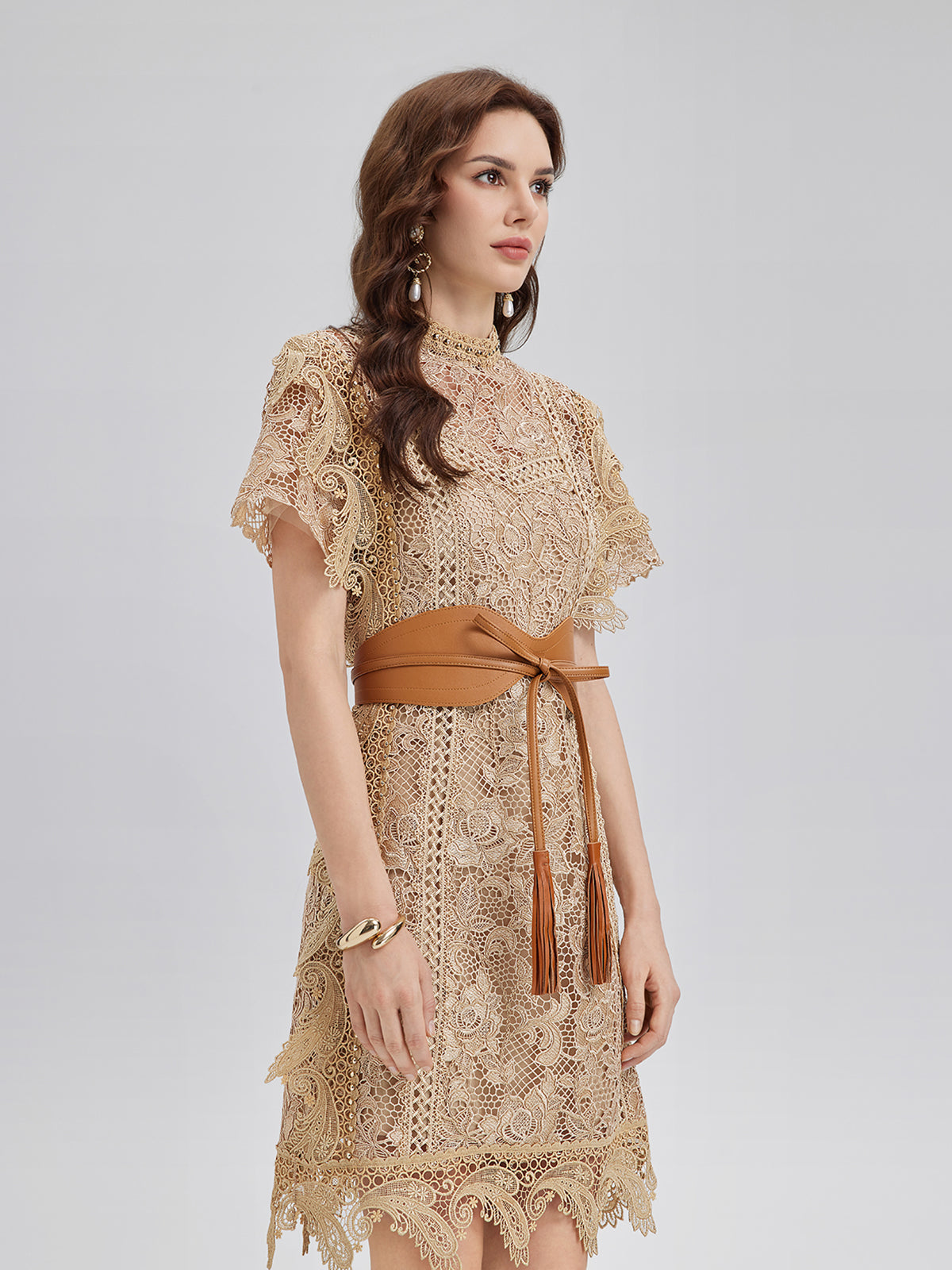 Final Sale | Handcrafted Corded Lace Baroque Dress