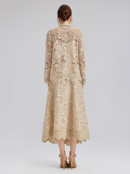 Guipure Lace Baroque Beaded Top