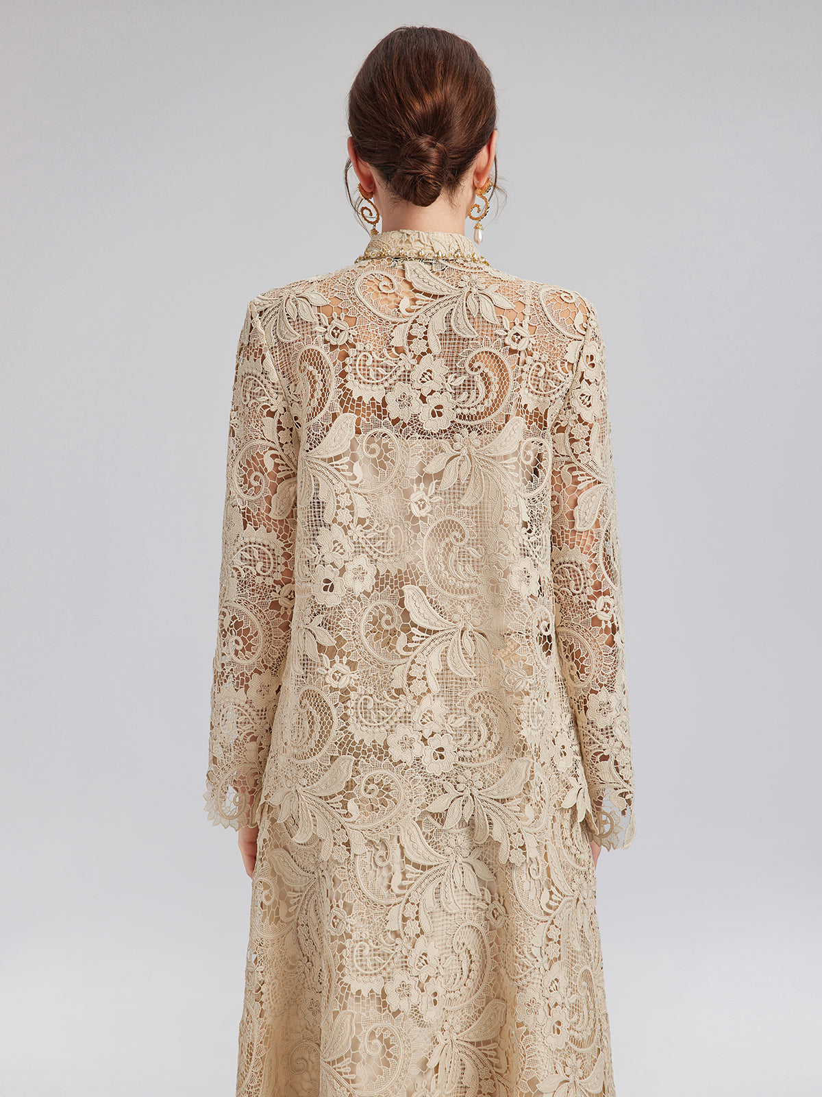 Guipure Lace Baroque Beaded Top