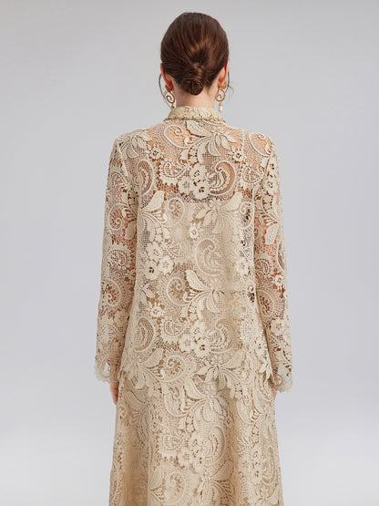 Guipure Lace Baroque Beaded Top