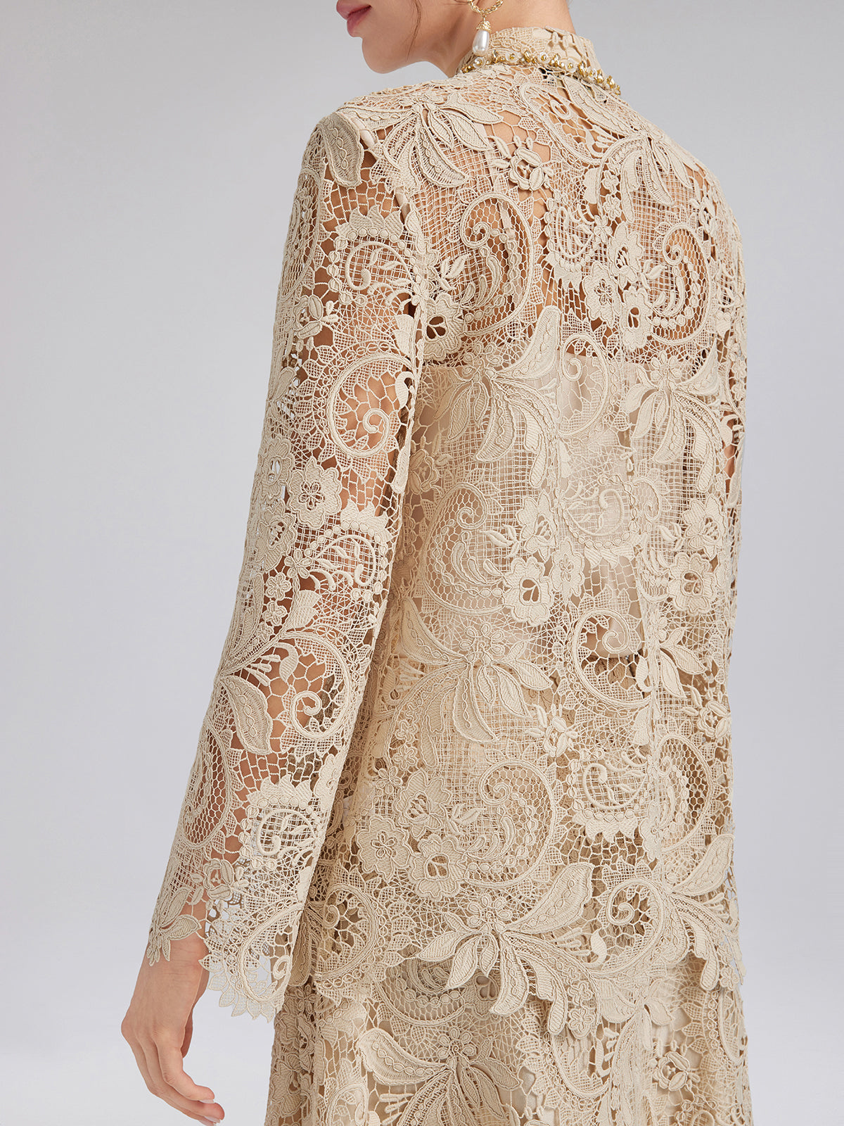 Guipure Lace Baroque Beaded Top