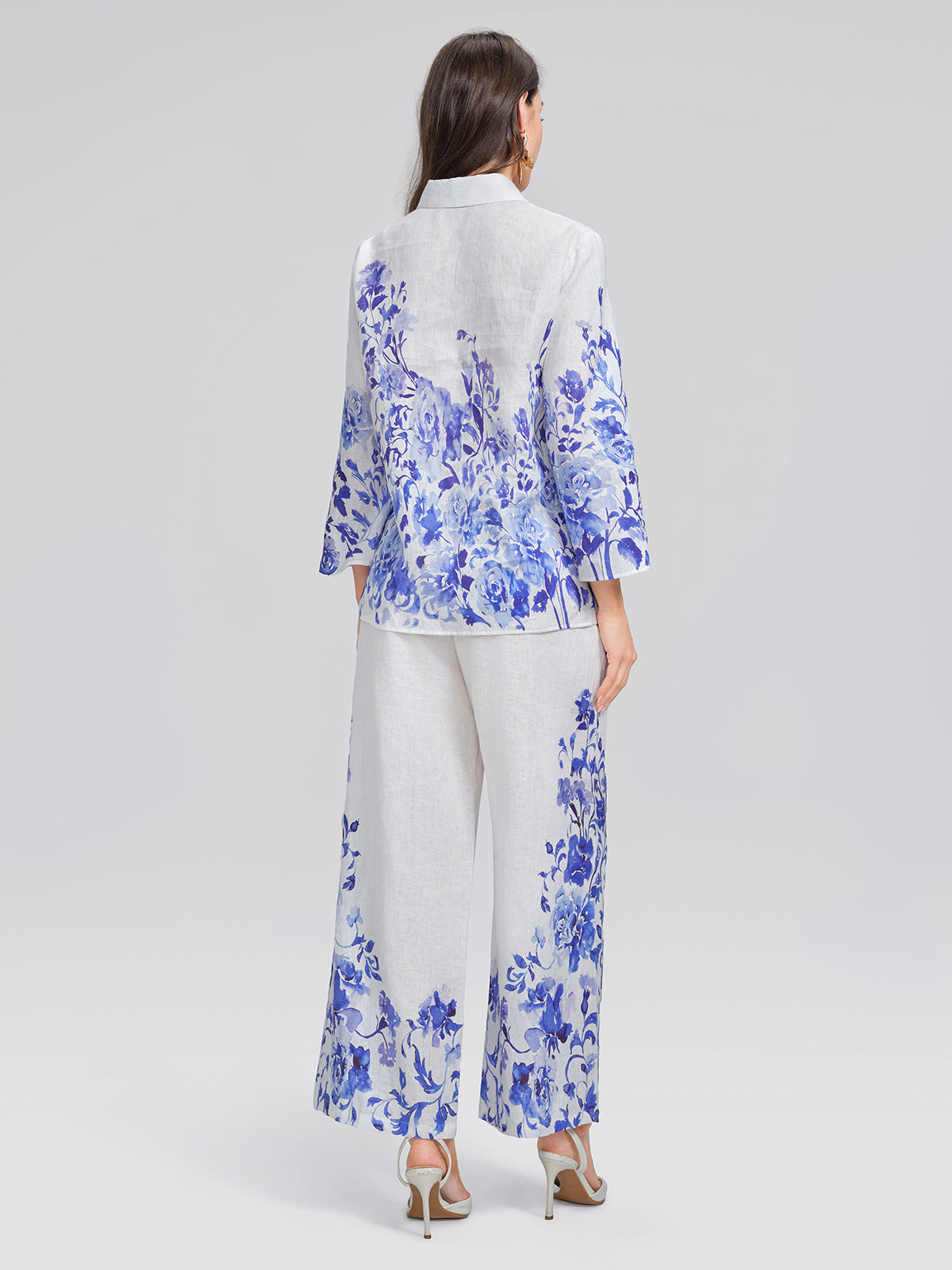 100% Linen Drawstring Wide-Leg Pants