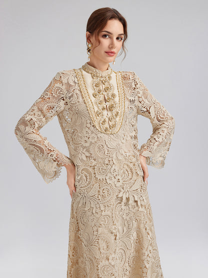 Guipure Lace Baroque Beaded Top