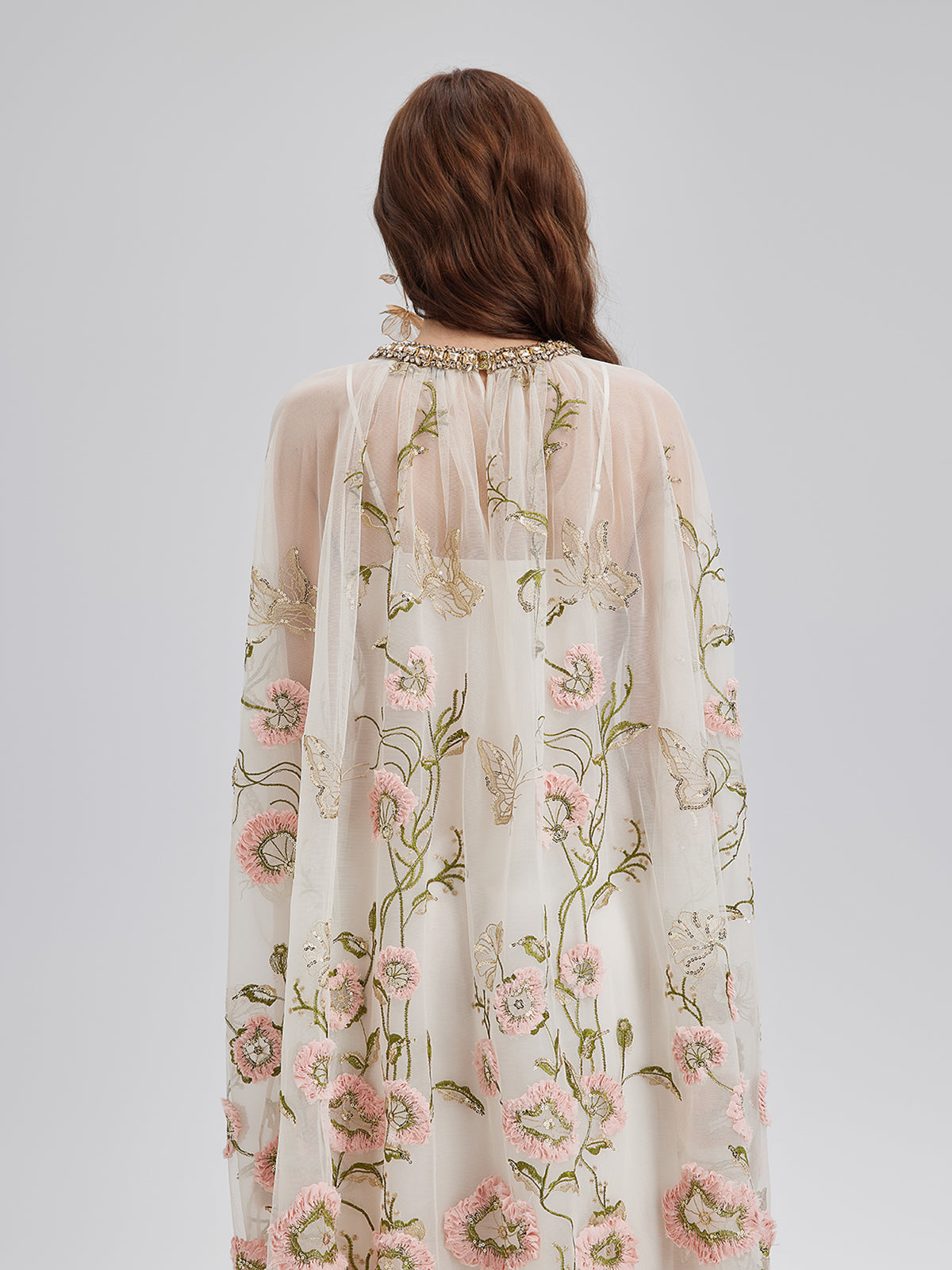 3D Floral Sequin Pleated Dress